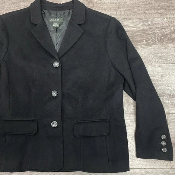 Eddie Bauer Black Wool Blazer Lined Single Breast Notch Collar Size 20 - Picture 4 of 15